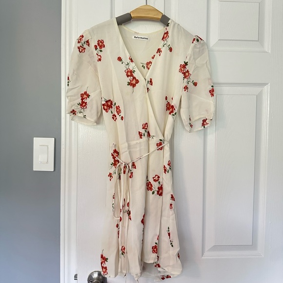 REFORMATION Lucky Dress White Floral Warp Mini - Picture 2 of 6